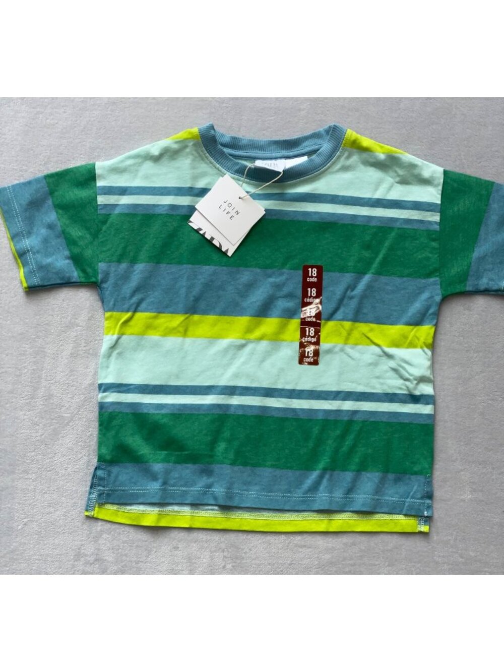 Zara boys 12m 18m short sleeve striped T-shirt NWT green blue shirt